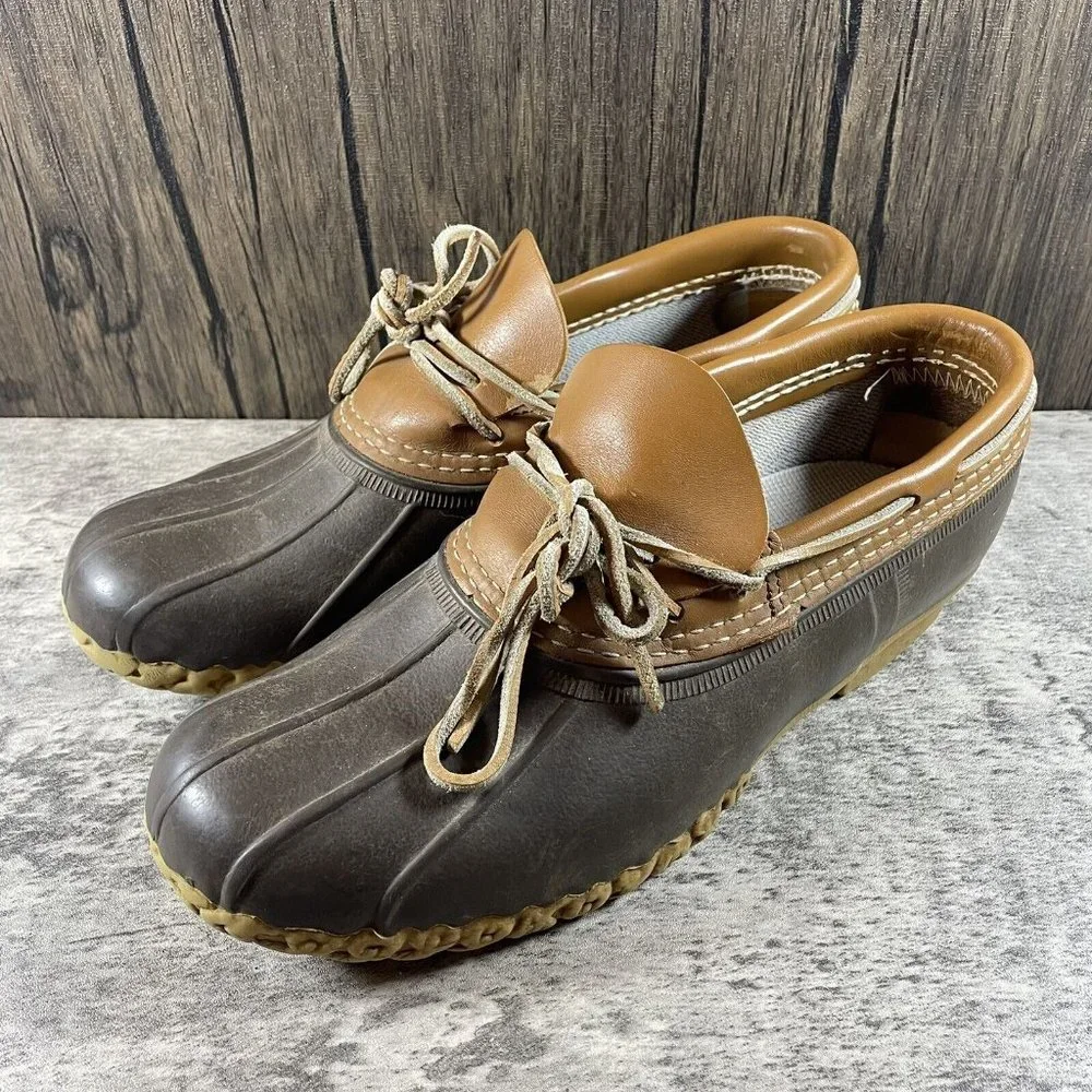 VINTAGE LL Bean Maine Hunting Shoes Mens 9 Low Boots Slip On Brown USA Made